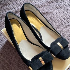 Michael Kors black suede ballet style mini wedge
